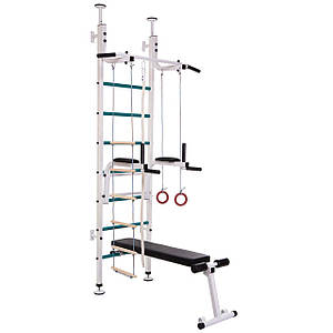 Шведська стінка з турніком, брусами, лавкою для преса та спини Стійка SP-Planeta L-4005 (СТ) (метал,