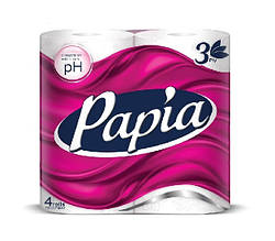 Папiр туалетний PAPIA  3-х шаровий 4 шт