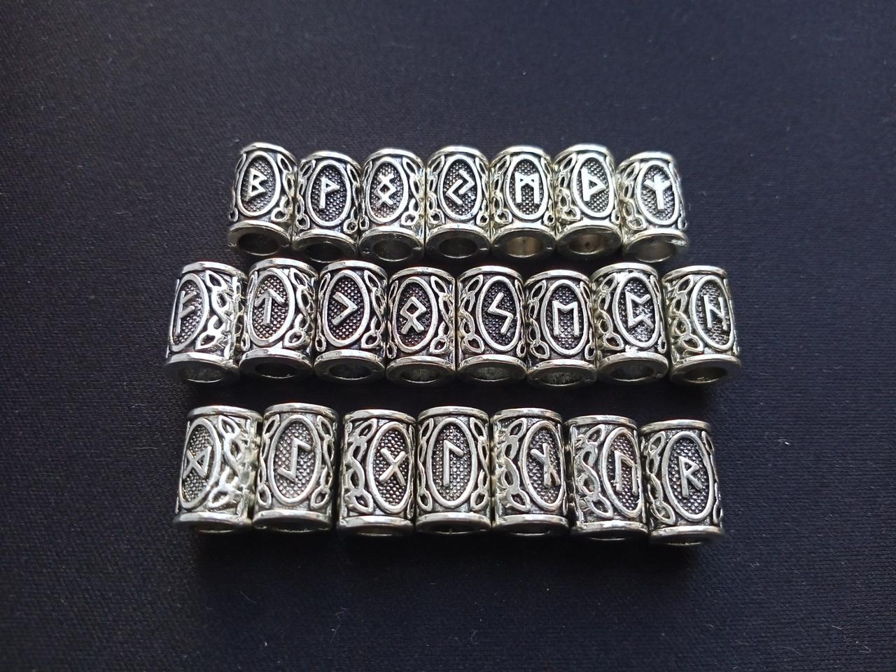 Набір намистин для дредів — Скандинавські руни — 22 шт., фото 1