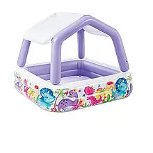 Дитячий надувний басейн Intex 57470 «Акваріум» зі знімним навісом, бузковий, 157 х 157 х 122  (24) см топ