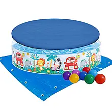 Дитячий каркасний басейн Intex 58477-3 « Утинний риф», 122 х 25 см, з кульками 10 шт, тентом, підстилкою