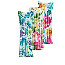 Пляжний надувний матрац з підголівником Intex 59720, «Тропіки», 183 х 69 см топ
