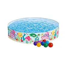 Басейн дитячий каркасний Intex 56452-1 «Океан», 183 х 38 см, з кульками 10 шт. топ