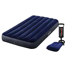 Надувний матрац Intex 64757-2, 99 x 191 x 25 см з подушкою, насосом. Одномісний топ