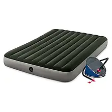 Надувний матрац Intex 64763 (матрац 64109, ножний насос 68610). Двомісний 152 x 203 x 25 см топ