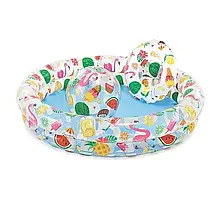 Дитячий надувний басейн Intex 59460 «Фрукти», 122 х 25 см, з м'ячиком та колом топ