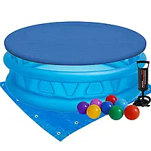 Дитячий надувний басейн Intex 58431-3 «Літаюча тарілка», 188 х 46 см, з кульками 10 шт, тентом, підстилкою та насосом топ