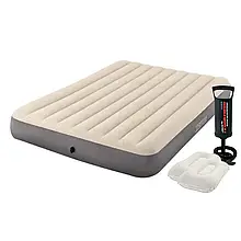 Надувний матрац Intex 64103-2, 152 х 203 х 25 см, з насосом, подушками. Двомісний топ