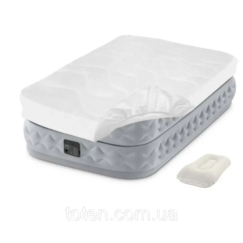 Надувне ліжко Intex 64488-3, 99 х 191 х 51 см, електронасос, наматрацник, подушка. Односпальне топ