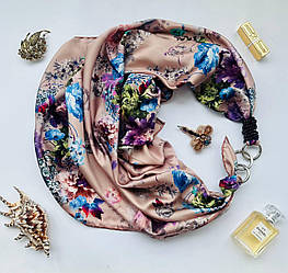 Преміумкомплект, дизайнерська хустка My Scarf "Рожева перлина" 100% шовк