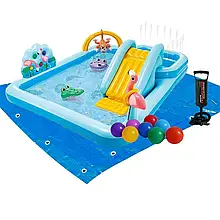 Надувний ігровий центр Intex 57161-2 «Пригоди джунглів», 244 x 198 x 71 см, з кульками 15 шт, підстилка, насос топ