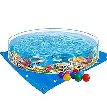 Басейн дитячий каркасний Intex 58472-2 «Океанський риф», 244 х 46 см, з кульками 10 шт, підстилкою топ