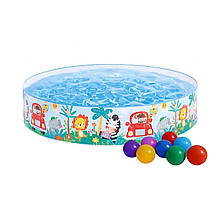 Дитячий каркасний басейн Intex 58477-1 «Африка», 122 х 25 см, з кульками 10 шт. топ