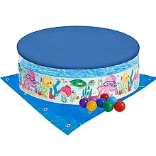 Басейн дитячий каркасний Intex 56452-3 «Океан», 183 х 38 см, з кульками 10 шт, тентом, підстилкою топ