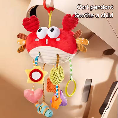 М'який крабик брязкальце для малюка Розвиваюча іграшка підвіска Мобіль для коляски ліжечка з прорізувачами