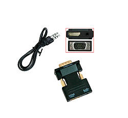 Переходник с hdmi на vga с аудио Черный 5х3.5 см, конвертер hdmi vga | перехідник з hdmi на vga (ST)