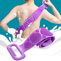 Силіконова мочалка для душу "Silica gel bath brush" Фіолетова масажна щітка-мочалка для тіла (ST)