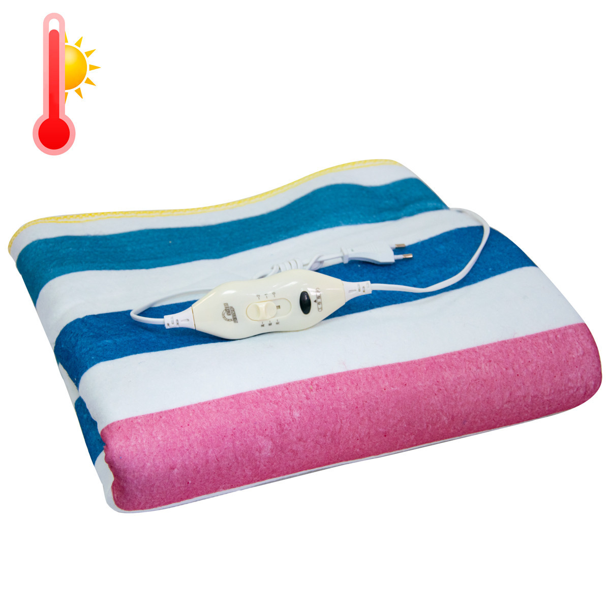 Простирадло з підігрівом 150х114 см "Electric Blanket" Різнобарвні смужки, електропростирад двоспальна (ST), фото 1