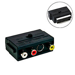 Перехідник SCART — 3 RCA+S-VIDEO "SH 3009" аудіо-відеоадаптер, перехідник 21-пін скарт тюльпан (ST)