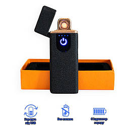 Електрична запальничка Lighter USB (7324) Чорна матова, сенсорна запальничка (електрозапальничка) (ST)