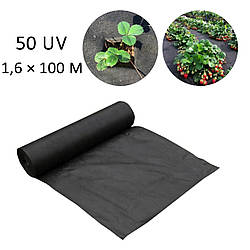 Агроволокно для полуниці Чорне 50 г/м2 (50 UV) 1,6 × 100 м, спанбонд для мульчування | агротканина (ST)