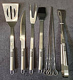 Набір для гриля та барбекю: 6 аксесуарів — Для шанувальників BBQ — з неіржавкої сталі з ножем 4 шампурами 2304, фото 2