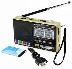 Радіоприймач з MP3 плеєром, Golon RX-2277 колір "Золото" від флешки з USB + Micro SD і акумулятором (ST)