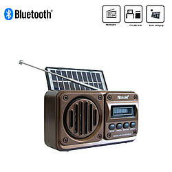 Міні-радіо ФМ Golon RX-499VS FM/USB/TF Коричневий, портативний радіоприймач із сонячною підзарядкою (ST)