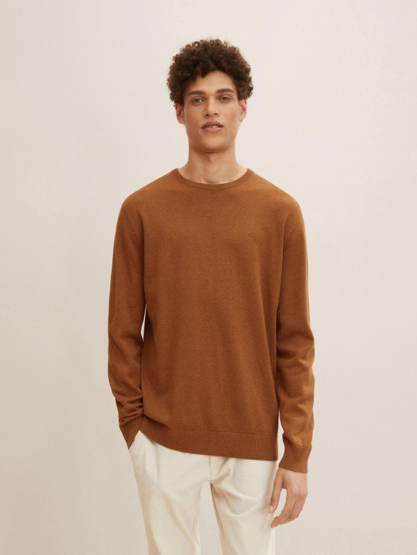 Кофта BASIC CREW NECK SWEATER 1027299-30313 Tom Tailor XXL Коричневий 1027299-30313, фото 1