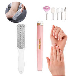 Комплект фрезер для манікюру та педикюру Flawless Salon Nails і Лазерна пилка для ніг 23х4 см (ST)