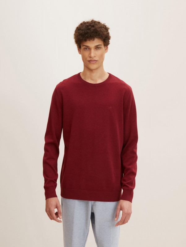 Кофта BASIC CREW NECK SWEATER 1027299-30315 Tom Tailor M Бордовий 1027299-30315, фото 1
