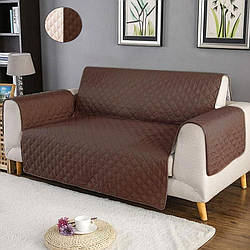 Стьобане покривало на диван Couch Coat 165х125 см, двостороннє покривало на софу Бежево-коричневе (ST)