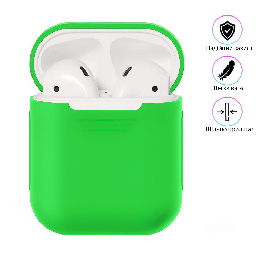 Чохол для Airpods 1/2 Зелений, силіконовий чохол для навушників Apple — чохол для навушників Airpods (ST), фото 1
