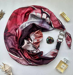 Дизайнерська хустка My Scarf "Бордова троянда" прикрашена гранатом