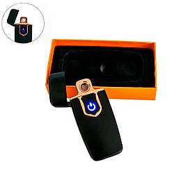 Електрозапальничка спіральна Lighter USB 712 Чорна глянець, сенсорна запальничка електрична зі спідницею (ST)