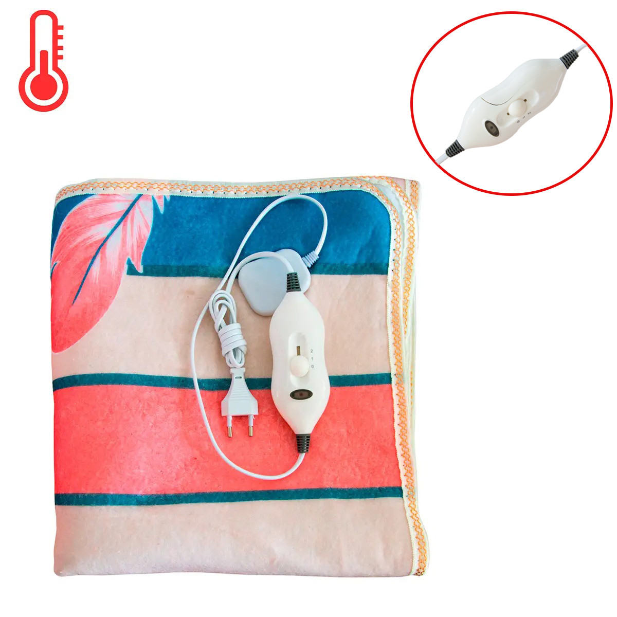 ОЧЕНКА! Простирадло з підігріванням "Electric Blanket - Перо" 145х64 см 50W, електропростирадло односпальне (ST), фото 1