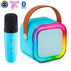 Блютуз колонка караоке Colorful Karaoke K12 Синя, портативна колонка з мікрофоном — музична колонка (ST)