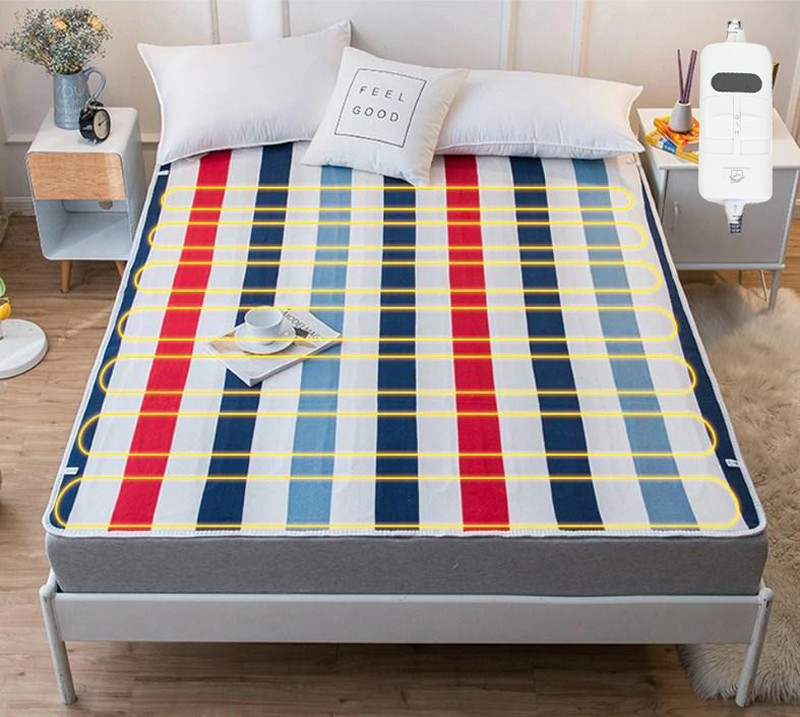 Простирадло з підігрівом Electric Blanket 170х150 см 135W 220V Різнобарвні смужки, ковдра з підігрівом (ST), фото 1