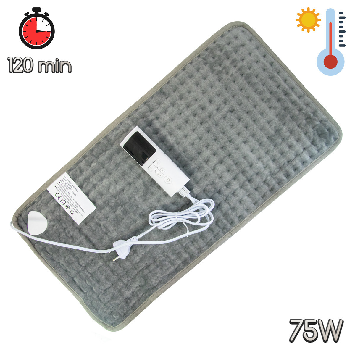 Грілка електрична Heating Pad A-3060 75W 57х29см Сірий килимок із підігрівом для ніг, електрокилимок (ST), фото 1