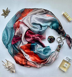 Дизайнерська хустка My Scarf "Яскраві мрії" прикрашена асорті наруральних каменів