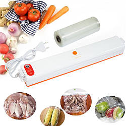 Вакуумний пакувальник "FreshpackPro G-88 Біло-жовтогарячий" і вакуумні пакети для заморожування 25*500 см (ST)