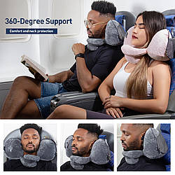 Надувна подушка для подорожей Inflatable pillow Сіра, дорожня подушка надувна | надувна подушка (ST)