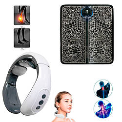 Масажний килимок для ніг EMS Foot Massager 33*27.5 см і масажер для шиї "Smart Neck Massager HX-1680" (ST)