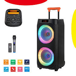 Портативна колонка Bluetooth NDR 1096A 2х8", портативна акустика з мікрофоном, караоке колонка з радіо (ST)