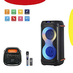 Портативна караоке колонка Bluetooth NDR-610 2х6.5", колонка блютуз із мікрофоном, музична колонка (ST)