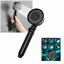 Лійка для душу 6 режимів Pressurized Shower Black лійка для душу з турбовентилятором | лійка для душу (ST)