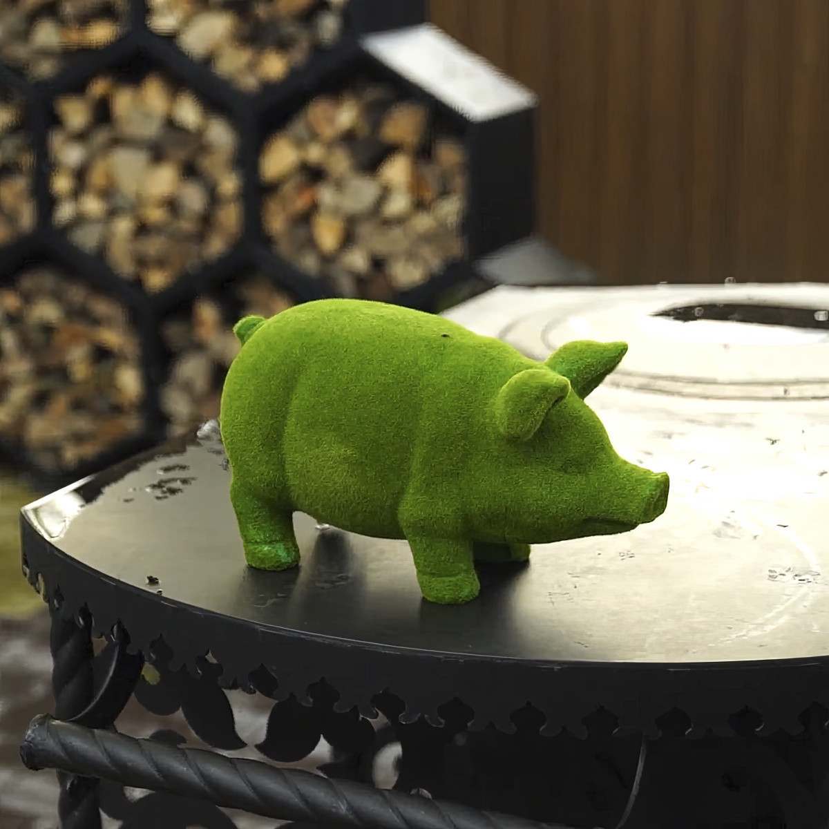 Декоративна садова фігурка "Green Pig" 35х15х18 см садові фігури з полістоуну, фігурка в сад для дачі (ST), фото 1
