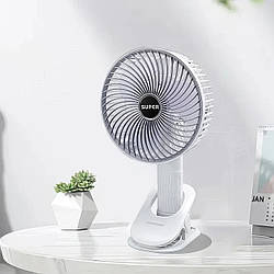 Настільний мінівентилятор Desktop Fan Multi-function, Білий — акумуляторний із прищіпкою й USB-зарядкою (ST)