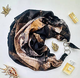 Дизайнерська хустка My Scarf "Тайна ніч" 90 на 90 см прикрашена агатом