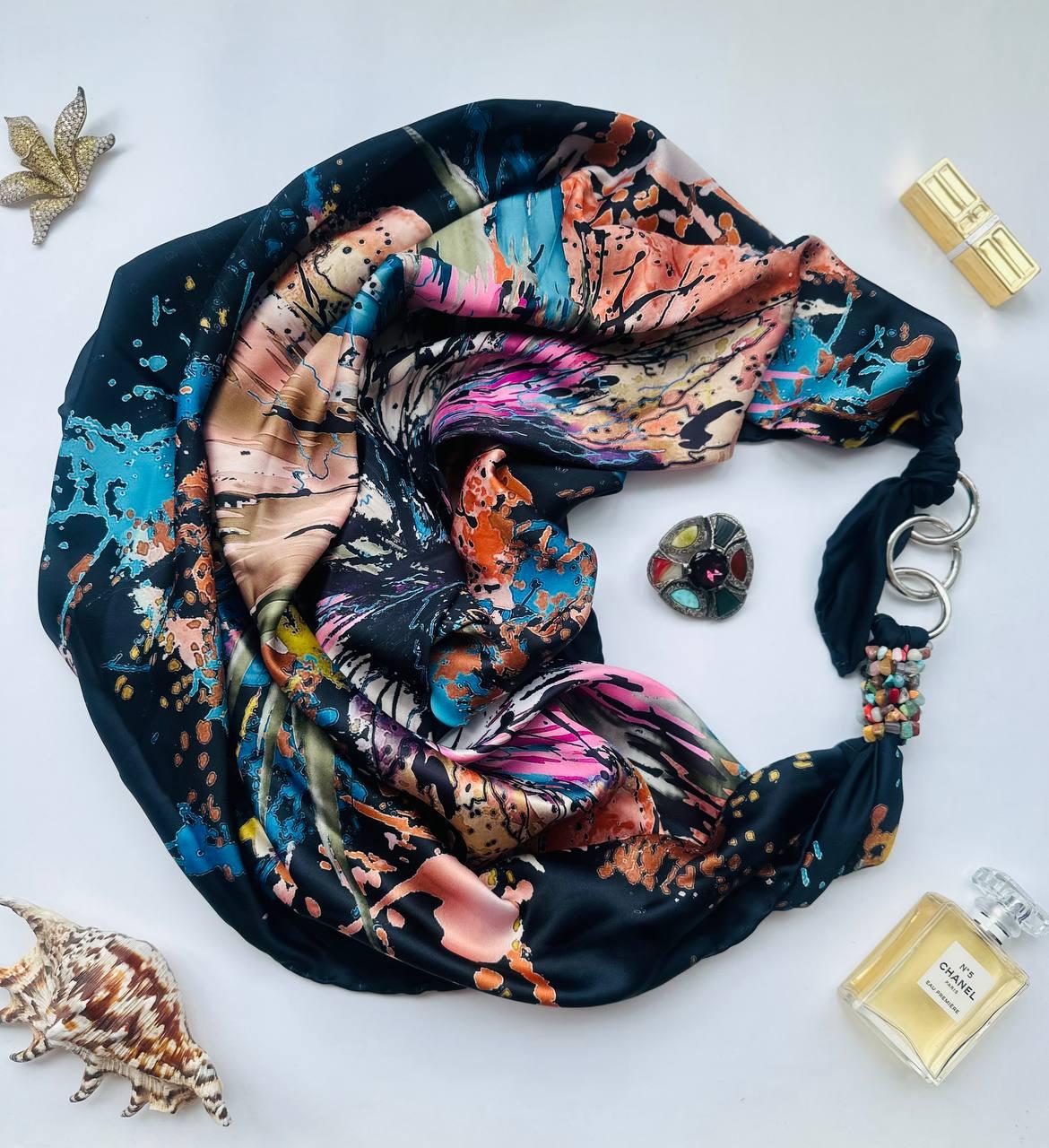 Дизайнерська хустка My Scarf "Різнобарвна галактика" 90 на 90 см
